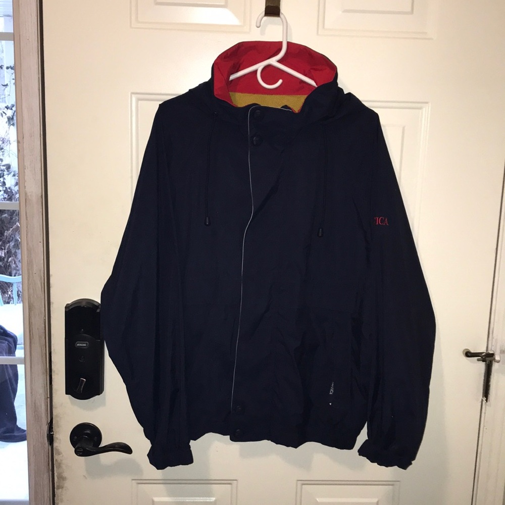 Nautica Navy Jacket with Red Contrast Hood